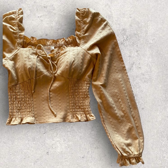 Urban Romantic Yellow Long Sleeve Ruffled Peasant Top Blouse. Great Condition. - Picture 7 of 9